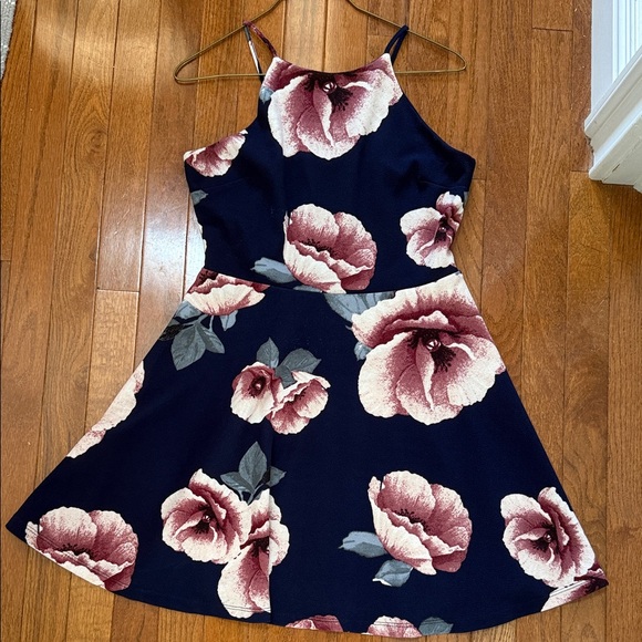 Altar'd State Navy and Pink Floral Mini Dress - Picture 1 of 3